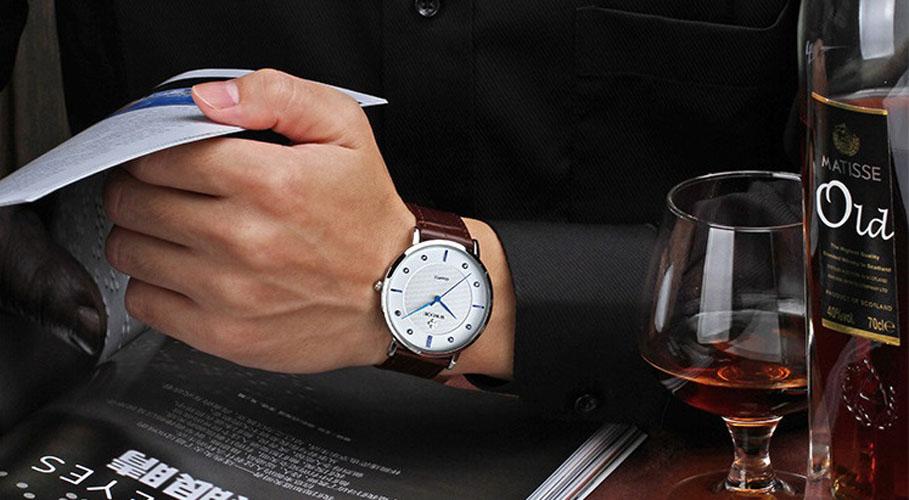 [HCM]Đồng hồ WWOOR nam dây da đẹp siêu mỏng 8011 (bh 12 tháng)