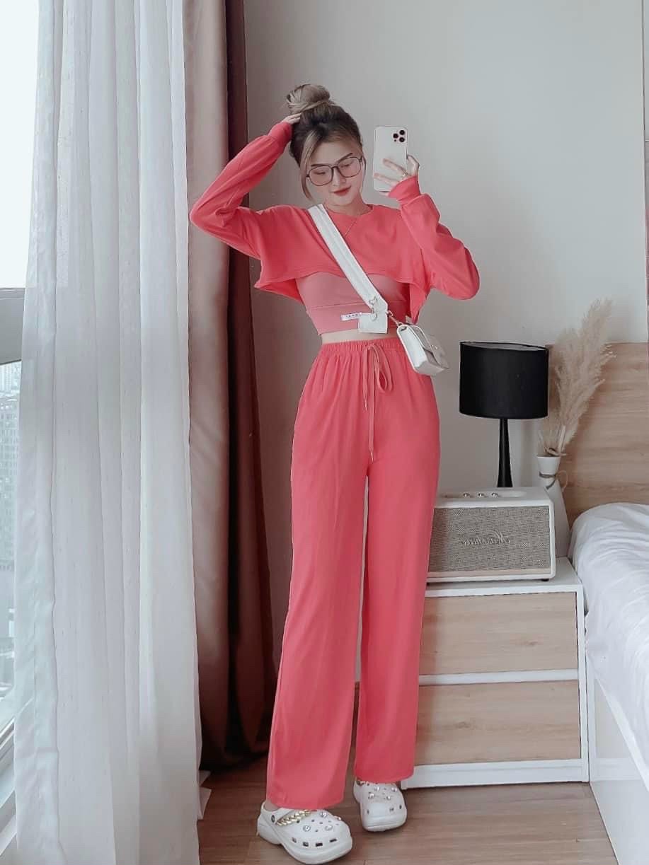 sét bộ ba món kèm quần ống rộng đầy cá tính