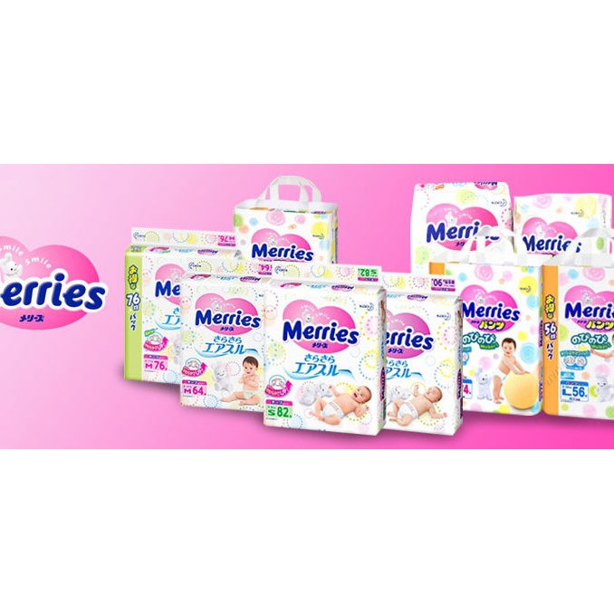 [HCM][HCM][Cộng Miếng][HÀNG CTY CÓ TEM PHỤ] Tả Bỉm Dán/Quần Merries Nhật NB90 S82 M64 L54..