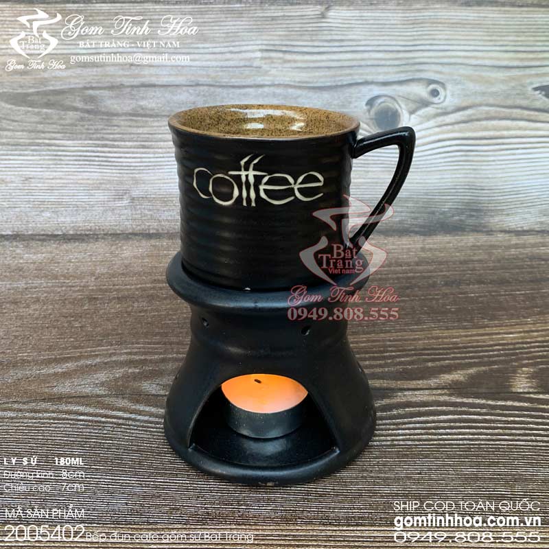 Ly tách cafe đốt nến gốm sứ Bát Tràng cao cấp
