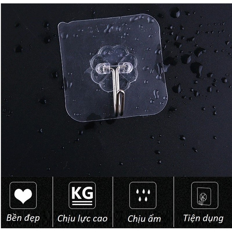 MÓC TREO ĐỒ TRONG SUỐT SIÊU DÍNH 10 MÓC