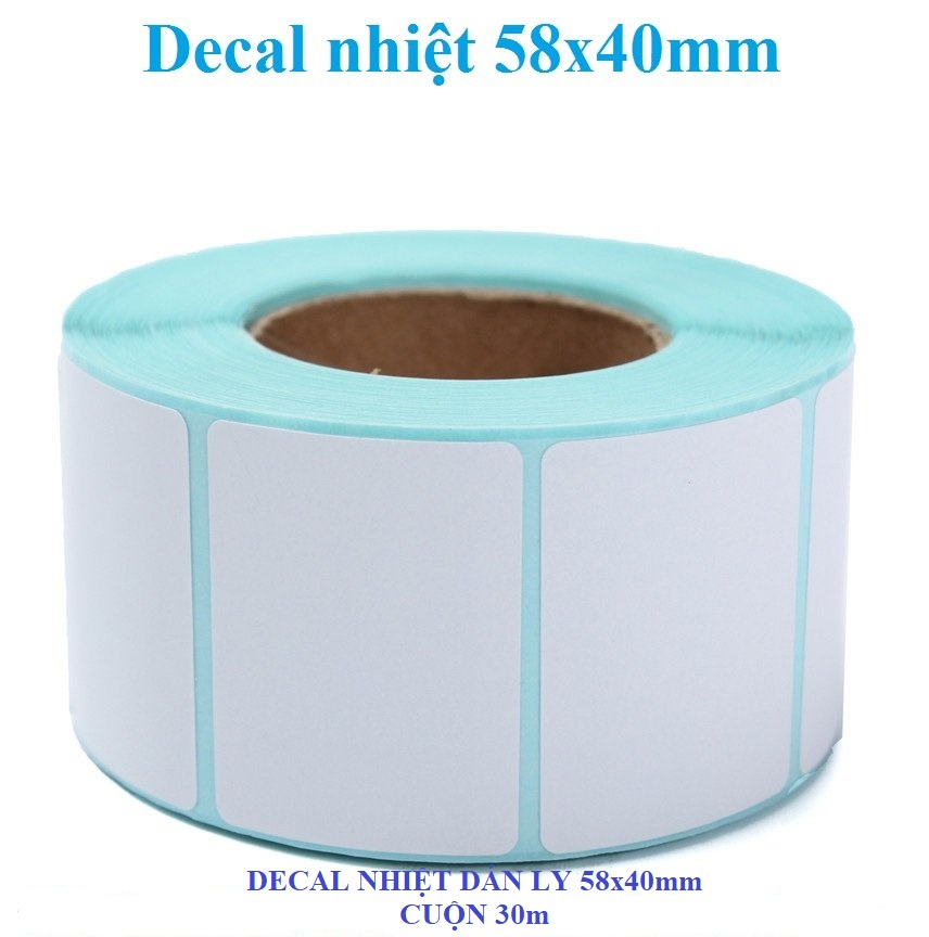 Giấy in tem mã vạch, decal nhiệt khổ 58x40 (tem cân, tem trà sữa, tem trà chanh)