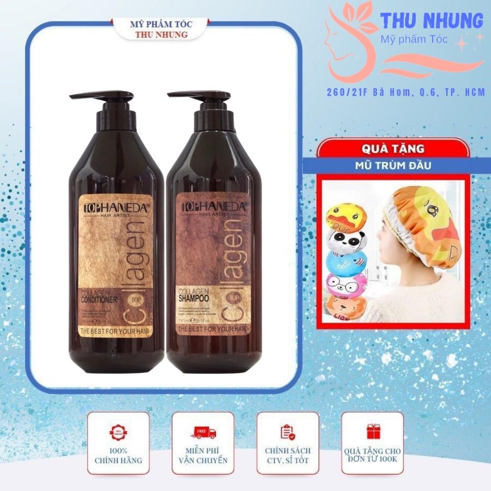 [+tặng mũ trùm][HCM]Bộ dầu gội xả Top Haneda collagen cho tóc khô hư tổn 785ml