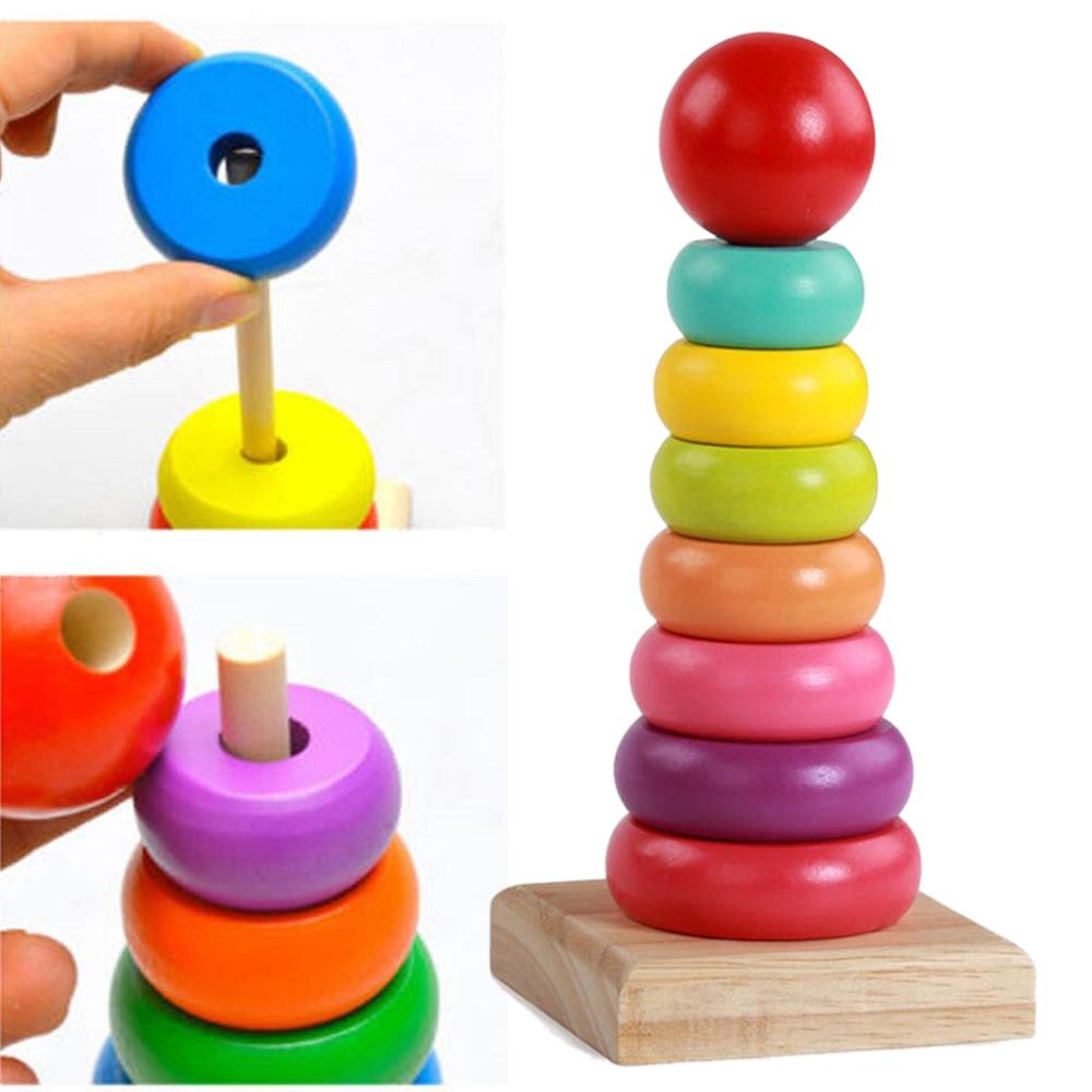 Đồ Chơi Tháp Cầu Vồng Gỗ 7 Vòng Size Lớn Cho Bé