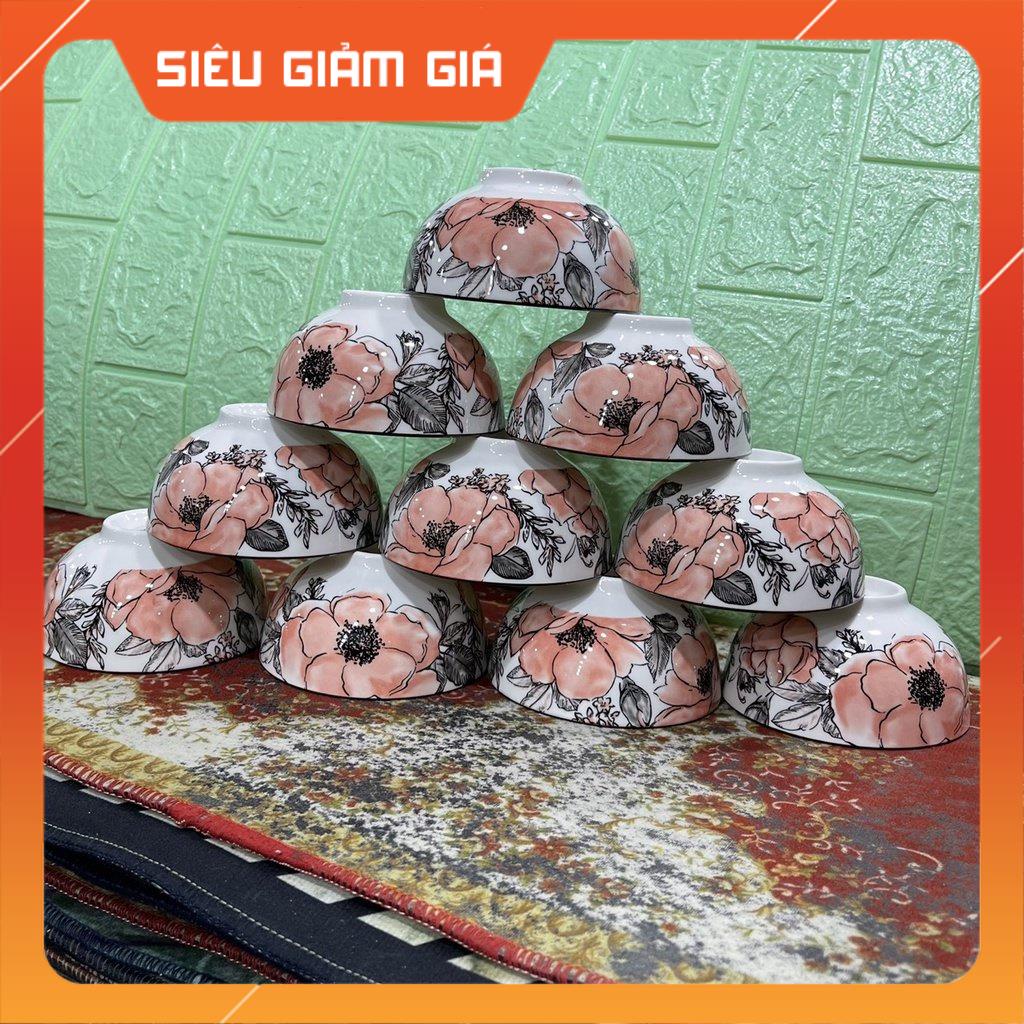 Combo 10 chén sứ / bát ăn cơm cao cấp dùng trong bữa ăn gia đình.
