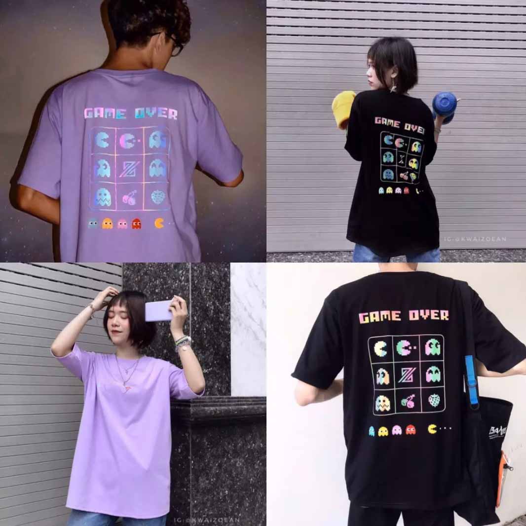 [HCM]Áo Thun Nam Nữ Form Rộng Hàn Quốc In Hình Game Over Độc Đẹp Vải Dày Mịn Thoáng Mát Thiết Kế Thời Trang Kiểu Dáng Năng Động Trẻ Trung ( TÍM )