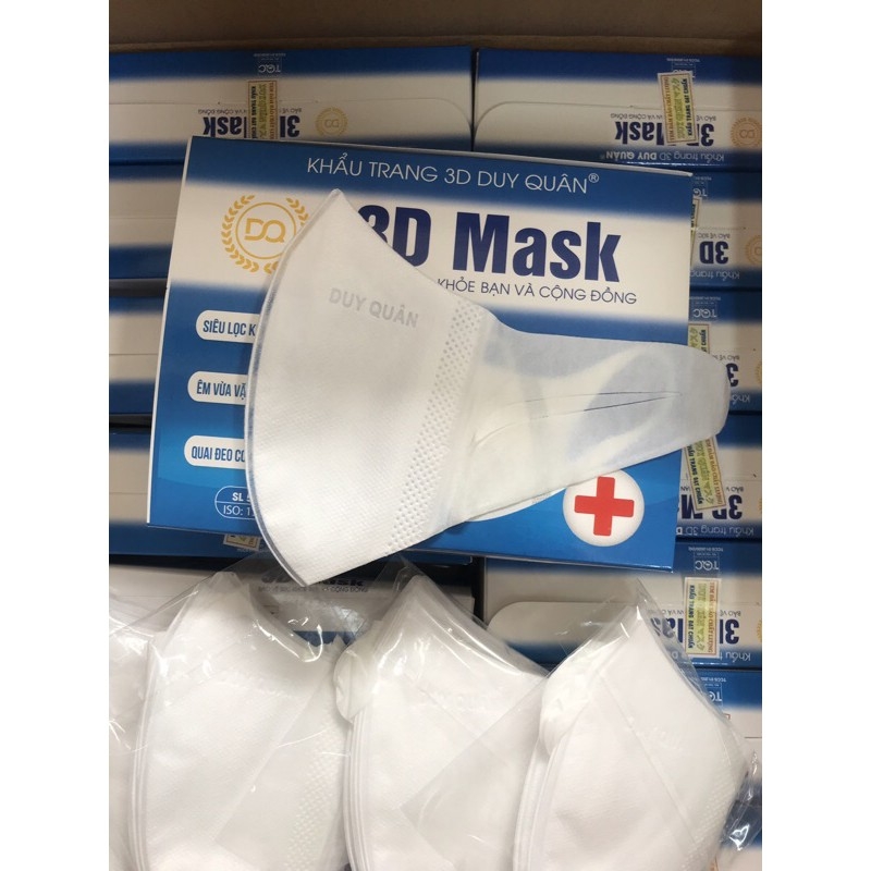 Khẩu trang 3D Mask DUY QUÂN công nghệ Nhật Bản mầu Trắng Hộp 50 chiếc