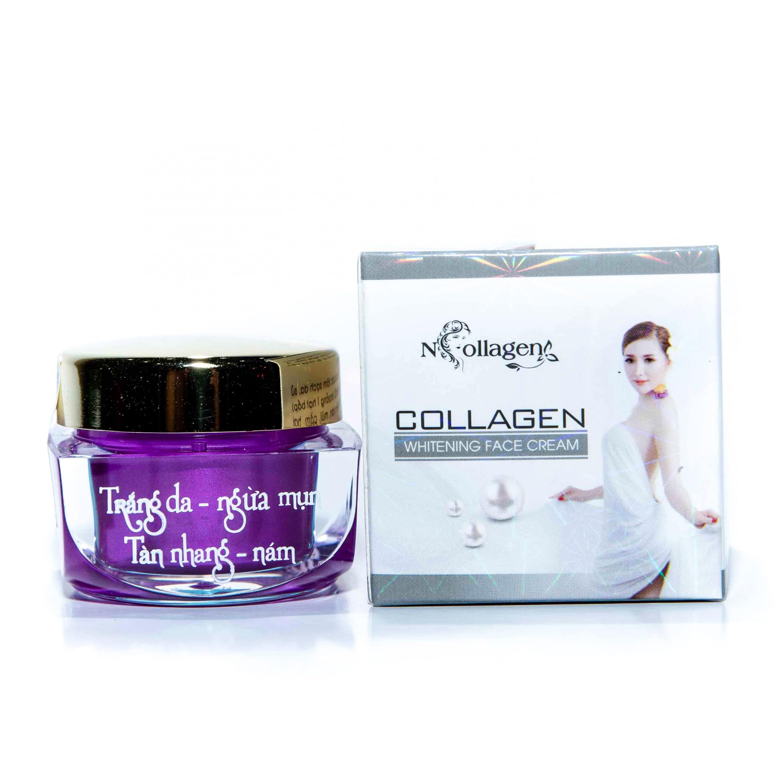 Kem face tím Ncollagen -Whitening Face Cream Ngân Ncollagen - dưỡng trắng giảm mụn thâm nám tàn nhang 25g [HCM]