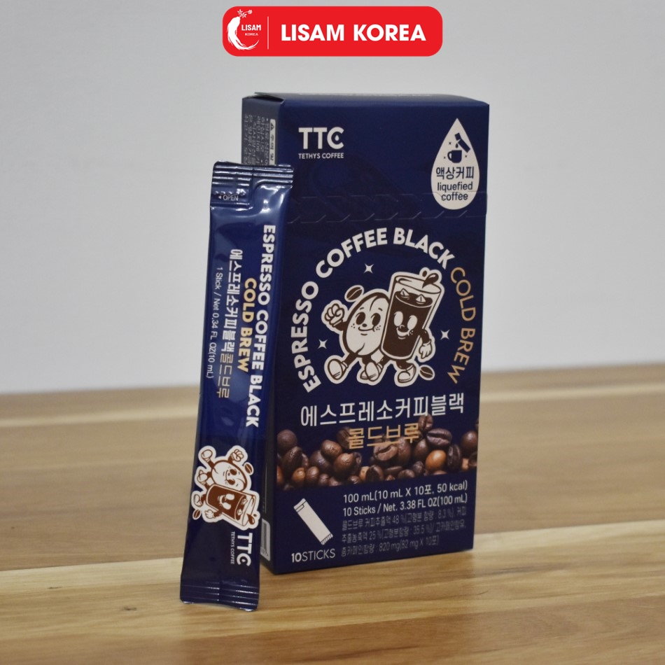 Cà phê đen Espresso ủ lạnh Hàn Quốc 500ml (10mlx 50 gói)