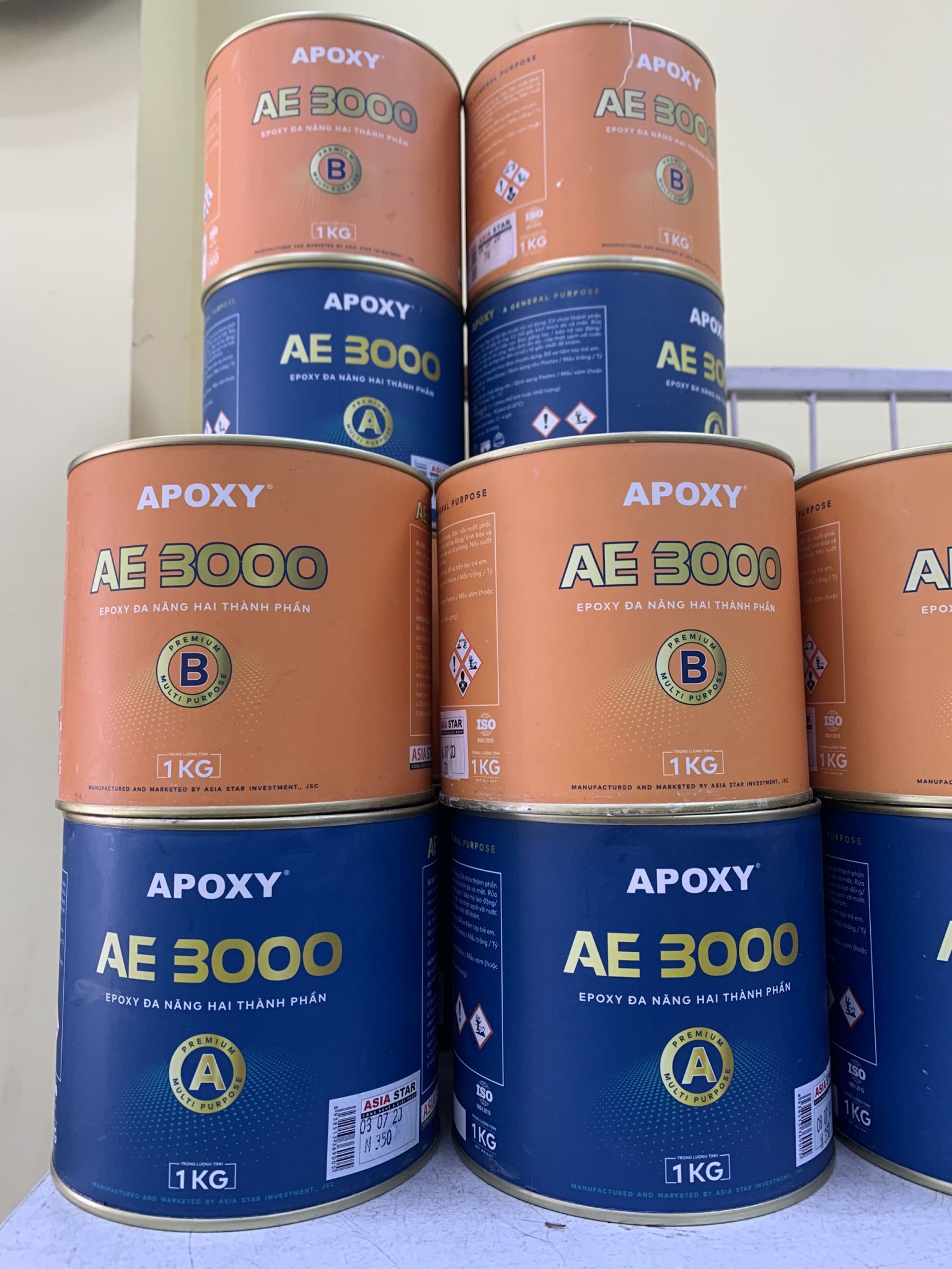 KEO DÁN ĐÁ HOA CƯƠNG EPOXY AE-3000 CẶP 2KG (TRẮNG/XÁM)