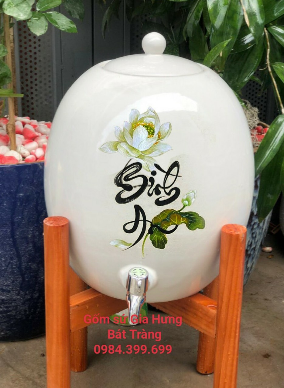 Bình đựng nước gốm sứ Bát Tràng