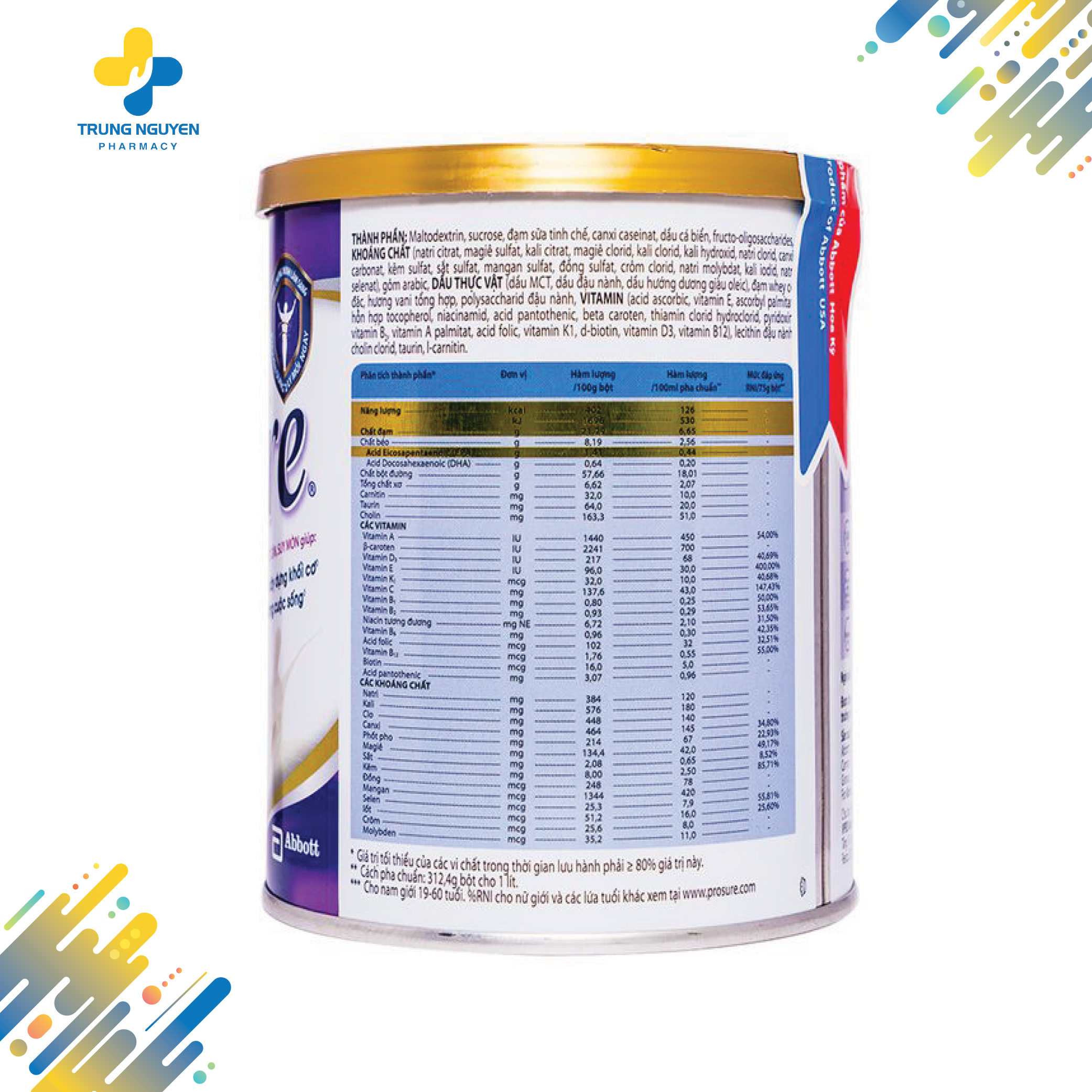 Sữa bột dành cho người bị ung thư Prosure Abbott 380g