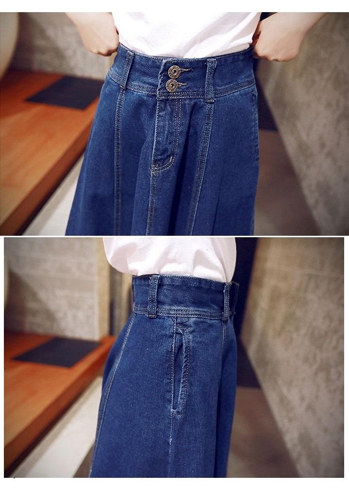 Chân váy jean xòe dài 2 nút C011