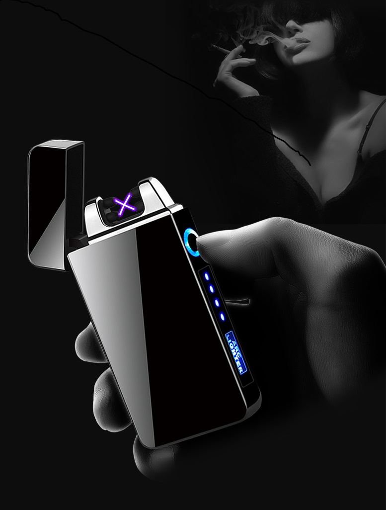 bật lửa điện plasma thương hiệu Lighter có đèn led hiển thị pin