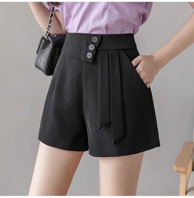 [25-27/4 Hoàn tiền 15%]Quần Short Vạt Lệch 3Khuy Siêu Sang - Mã 2033