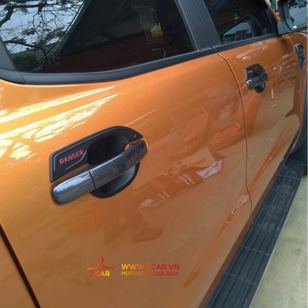 Ốp tay nắm, Hõm Cửa Xe Ford Ranger 2015 2016 2017 2018 2019 2020 2021 nhựa đen nhám cao cấp