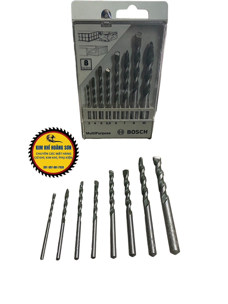 Original Bosch 8 PCs 3 - 10mm diameter 2 segment concrete drill bit set, 2 pin wall drill bit high temperature resistance