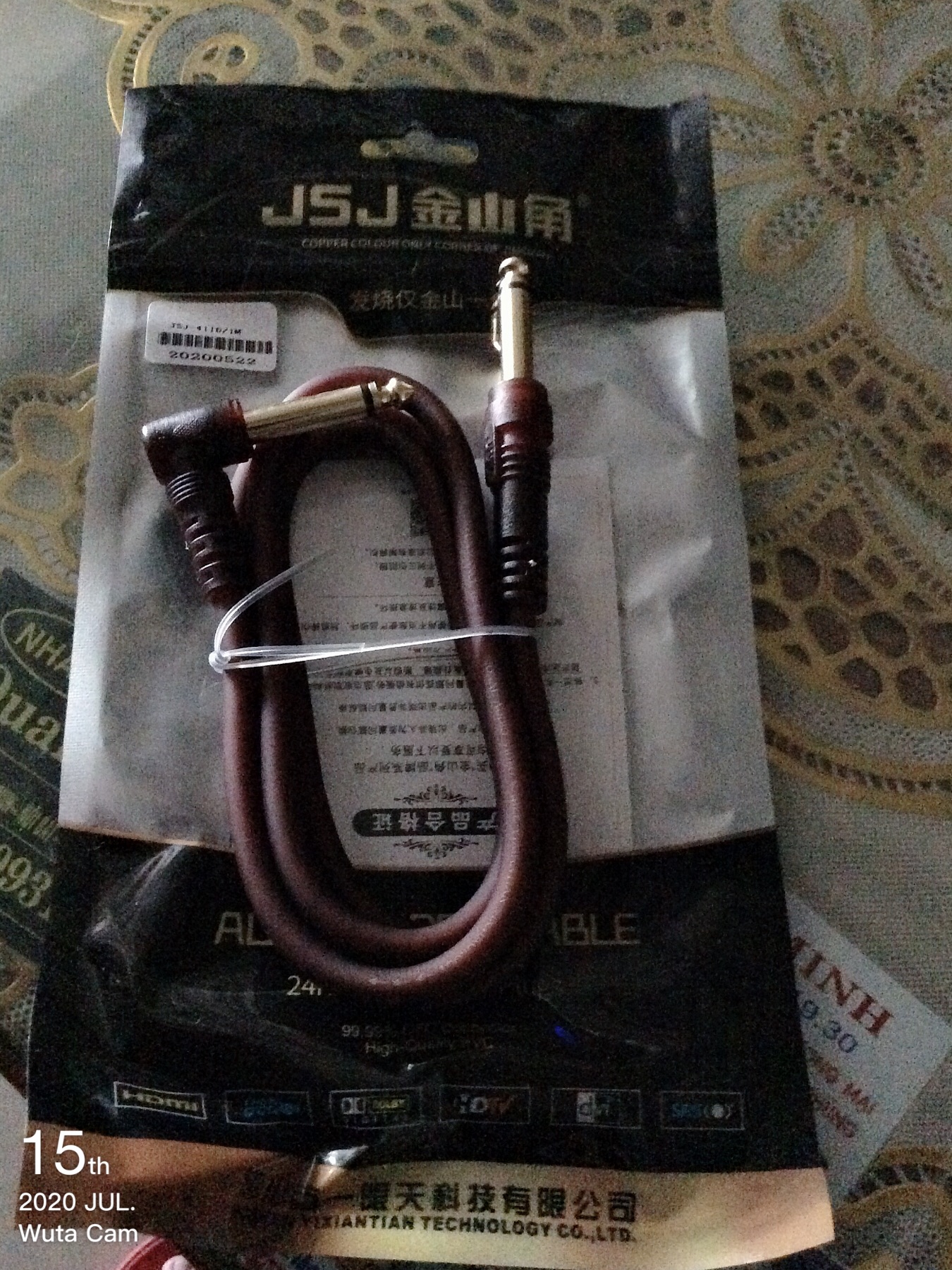 dây 2 đầu jack 6 ly ( 1 đầu cong)