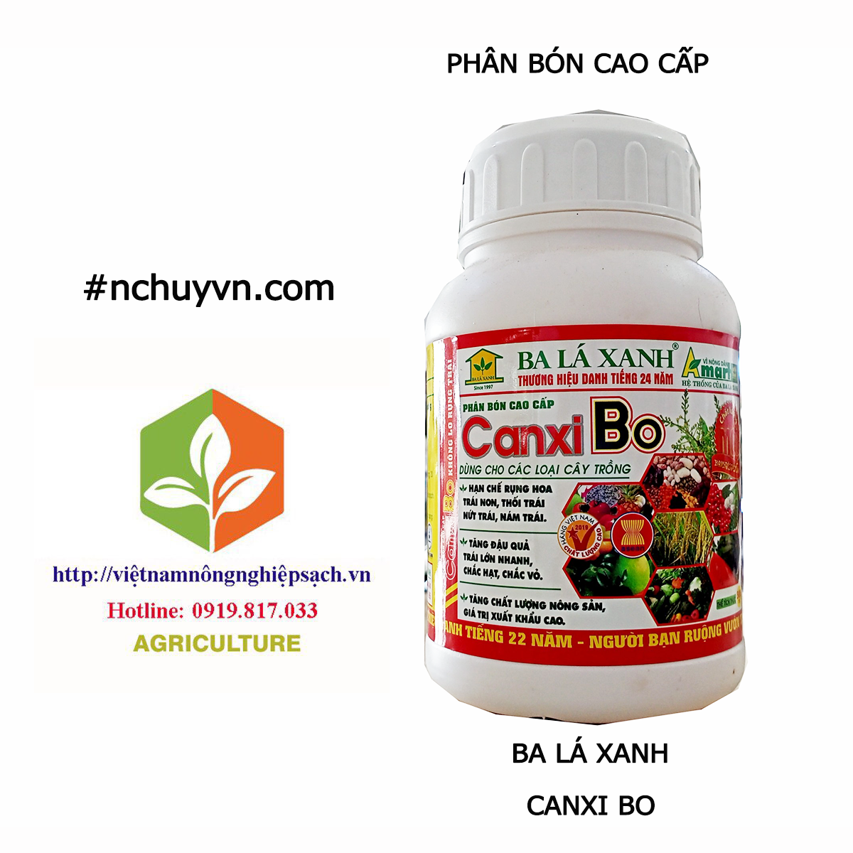 Phân Bón Lá Canxi Bo Tổng Hợp – Hiệu Ba Lá Xanh – Phân bón lá trung vi lượng tối ưu cho cây trồng