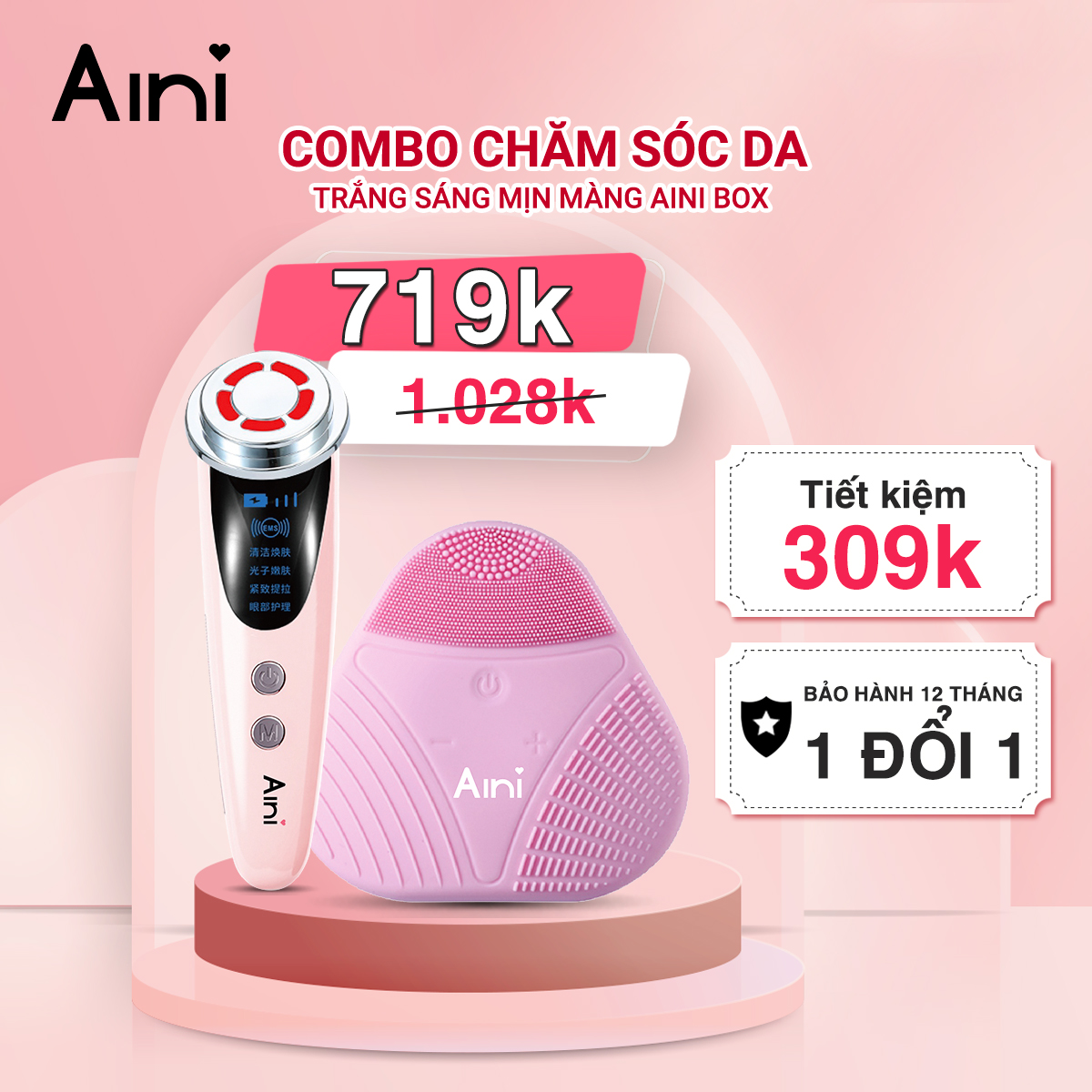 [BH 1 NĂM] Combo Chăm Sóc Da Trắng Sáng Mịn Màng AINI BOX