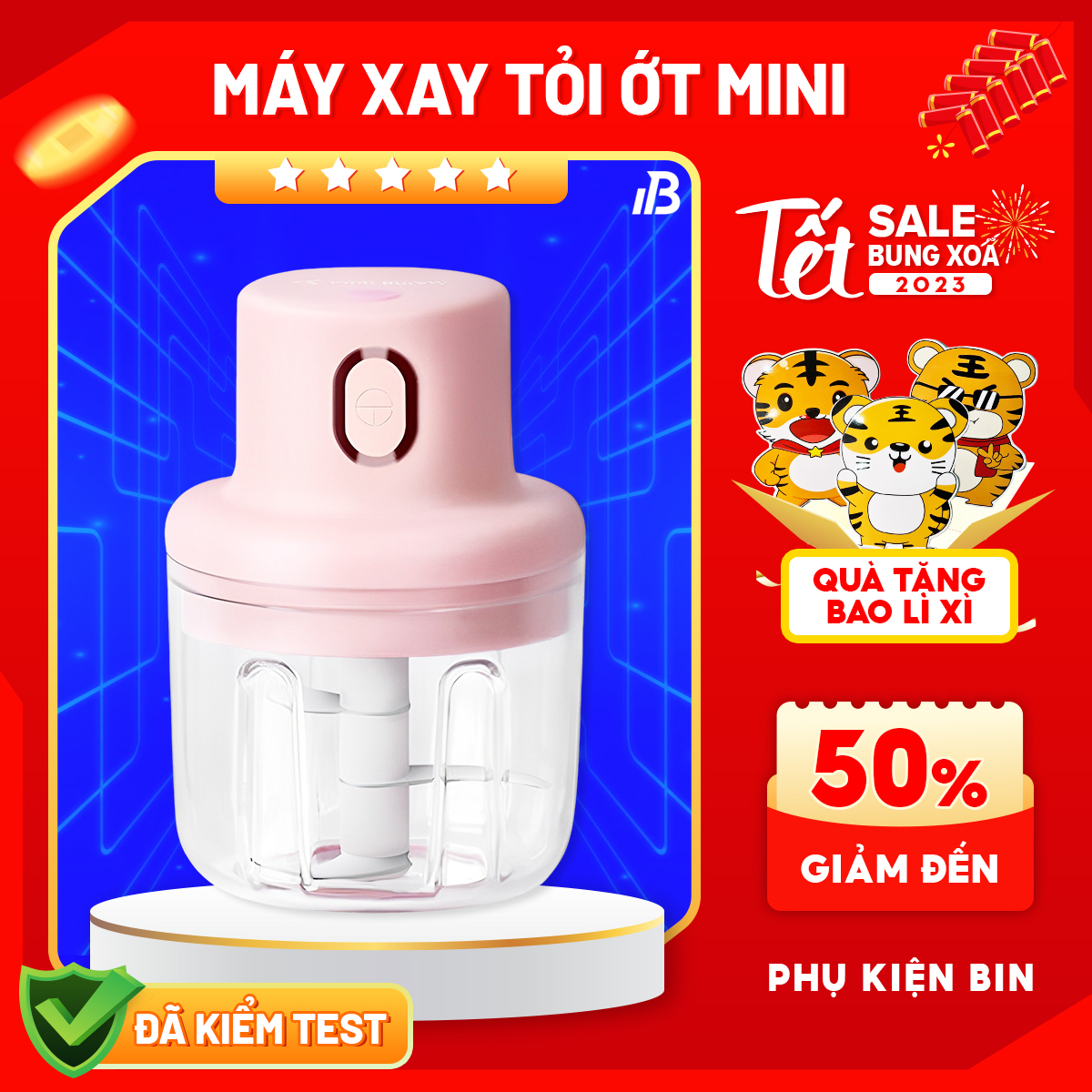 [HCM][FreeShip MAX] Máy xay tỏi ớt mini loại tốt Máy cầm tay đa năng chạy bằng điện sạc pin xay rau củ quả thịt sinh tố Nhỏ gọn an toàn dễ sử dụng Chất lượng không thua hãng Philip Osaka Slap chop Lock Lock
