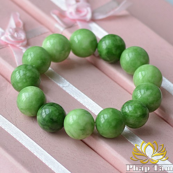 Vòng Tay Ngọc Bich Myanmar, Đá Sơn Thủy Xanh Lục Bảo Vân Tự Nhiên - Pháp Tâm