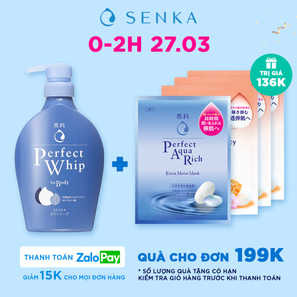 Sữa tắm dưỡng ẩm Senka Perfect Whip - Hương Hoa Hồng & Hoa Nhài 500ml