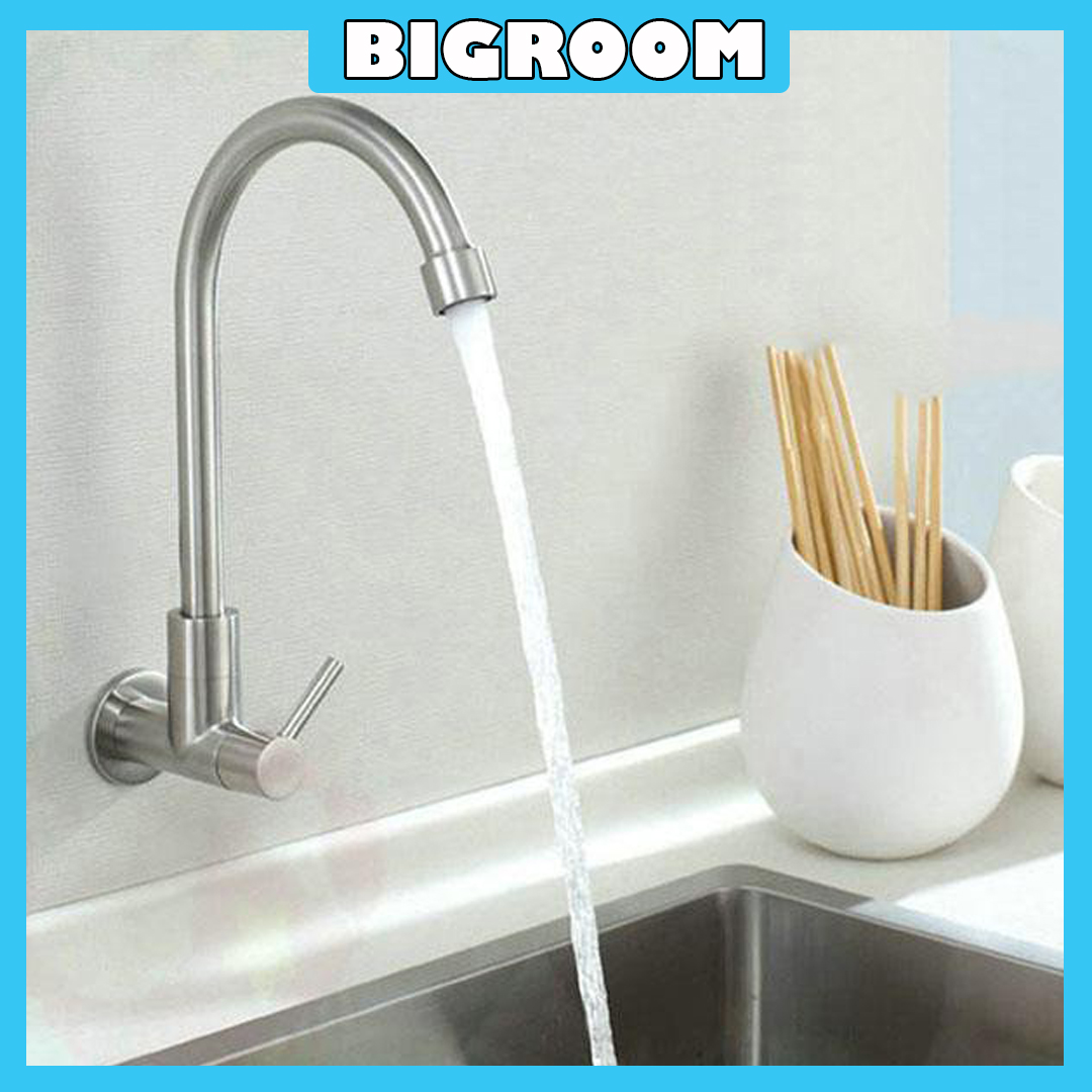 Vòi rửa chén bát nước lạnh [ inox 304 cao cấp, siêu bền ] - Vòi rửa nhà bếp gắn tường