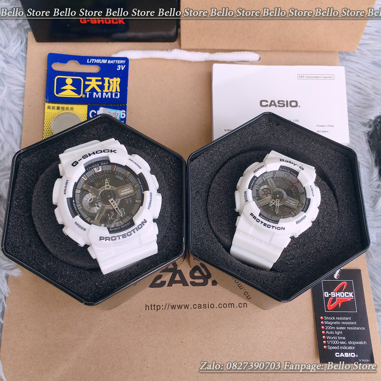 Đồng hồ thể thao nam G-Shock GA-110GW-7A ( TRẮNG MẶT ĐEN) Có Baby-g và đôi nam nữ + Made in JAPAN, chống nước 200M, Tặng kèm pin dự phòng, Bảo hành 12 tháng - BELLO Store