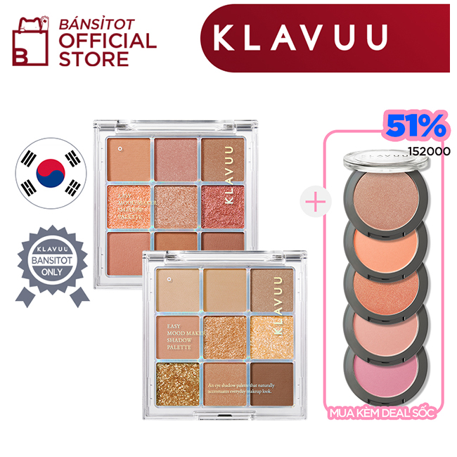 Bảng phấn mắt 9 màu KLAVUU Easy Mood Maker Shadow Palette 7.8g