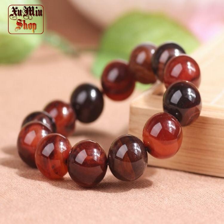 Vòng đá mã não vân đỏ 14 ly