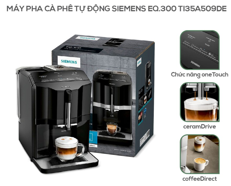 Máy Pha Cà Phê Tự Động Siemens TQ513D01 EQ500, Nhập EU, BH 12 Tháng
