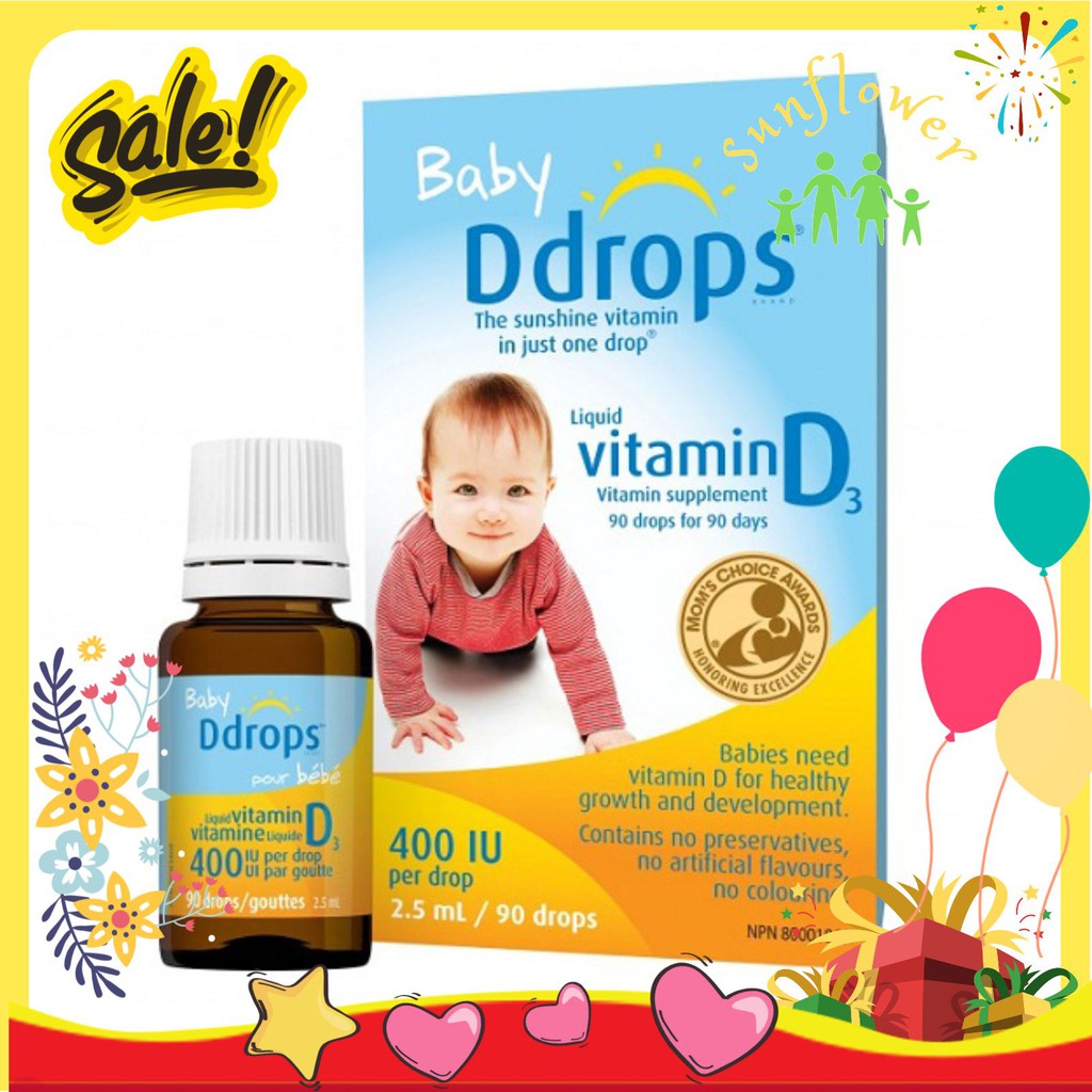 Baby Ddrop Vitamin D3 400 I.U 90 Giọt Cho Bé Sơ Sinh Của Canada - Shop Sunflower