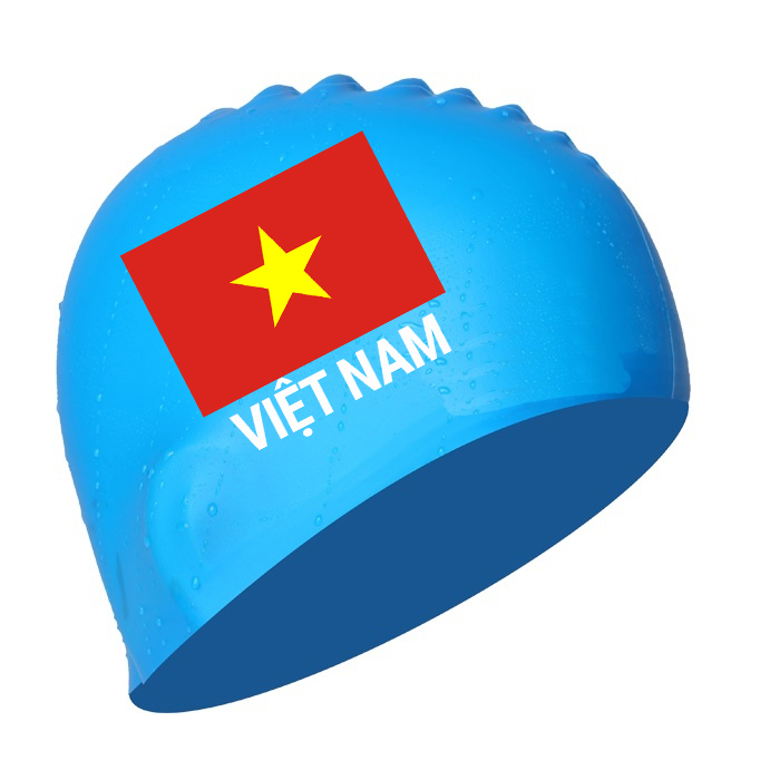 Mũ bơi người lớn silicone CA40 SPORTY in Cờ Việt Nam nón bơi nam nữ ngăn nước dùng thi đấu tập bơi