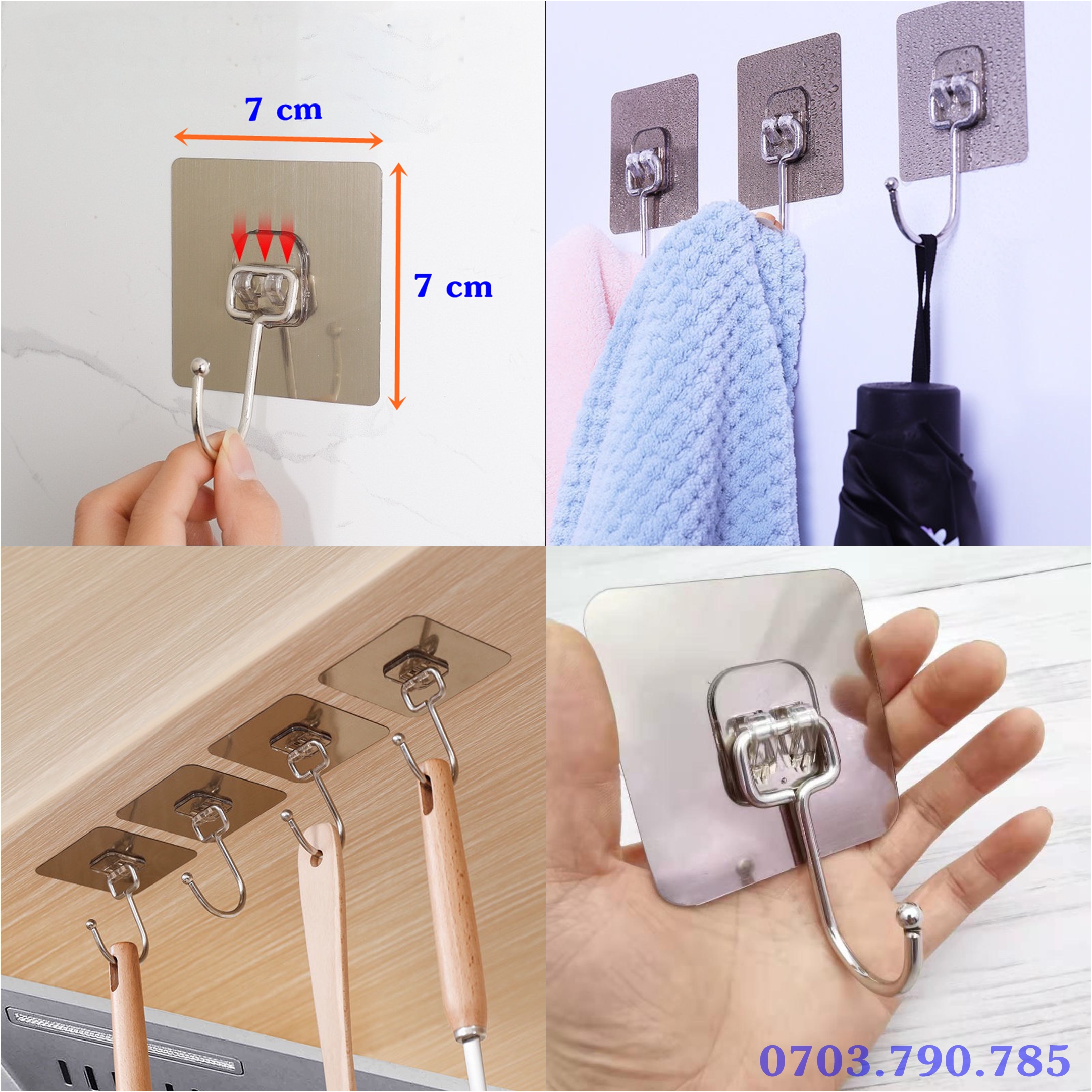 Móc Inox Lớn Dán Tường