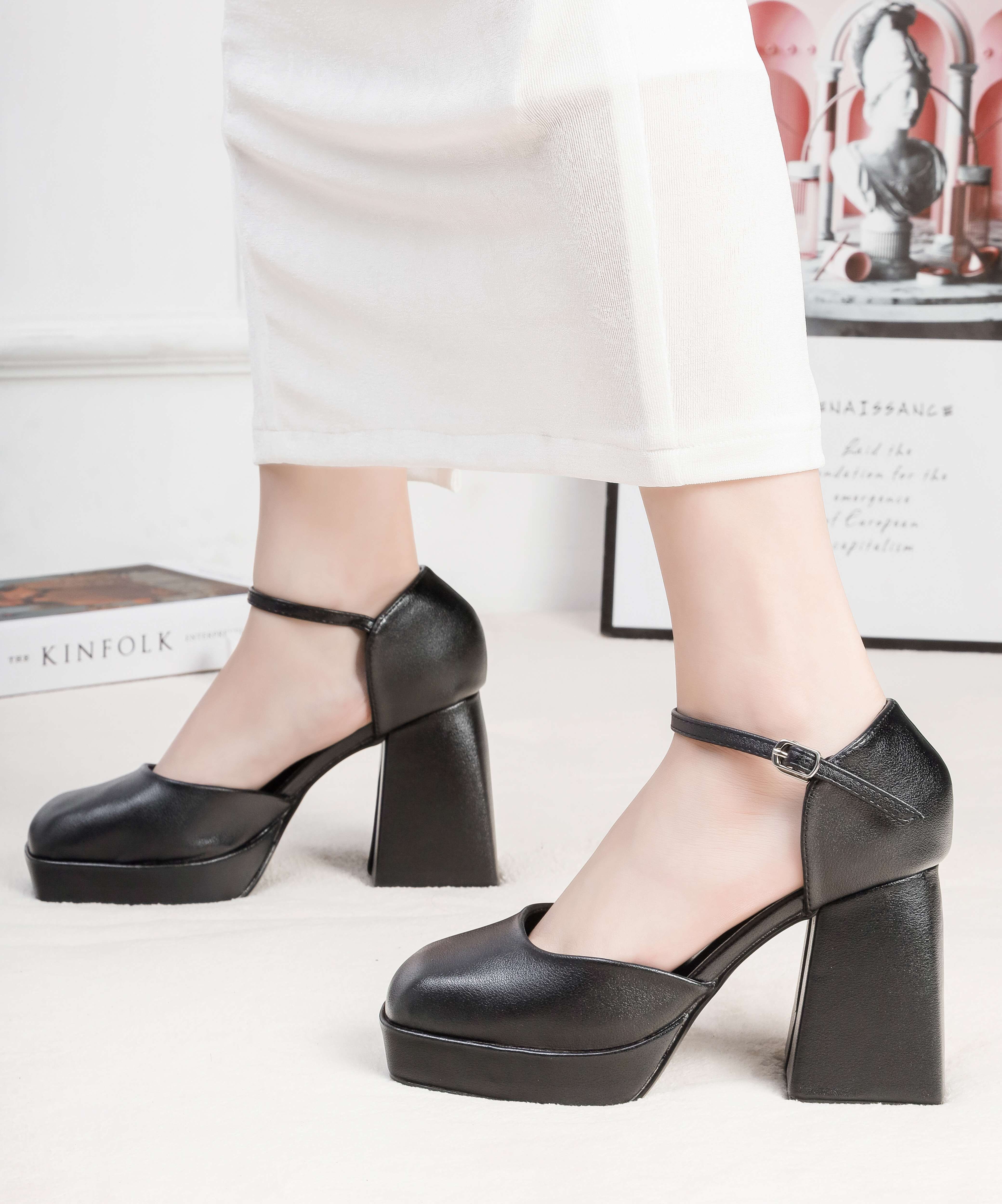[Form to] Giày Cao Gót Đúp 10cm Mũi Vuông Pixie H075