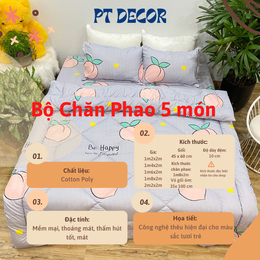 Bộ Chăn Phao 5 Món ( Gồm 1 Chăn Phao + 1 Ga Bo Chun + 2 Vỏ Gối Nằm + 1 Vỏ Gối Ôm) Mẫu Phao 38