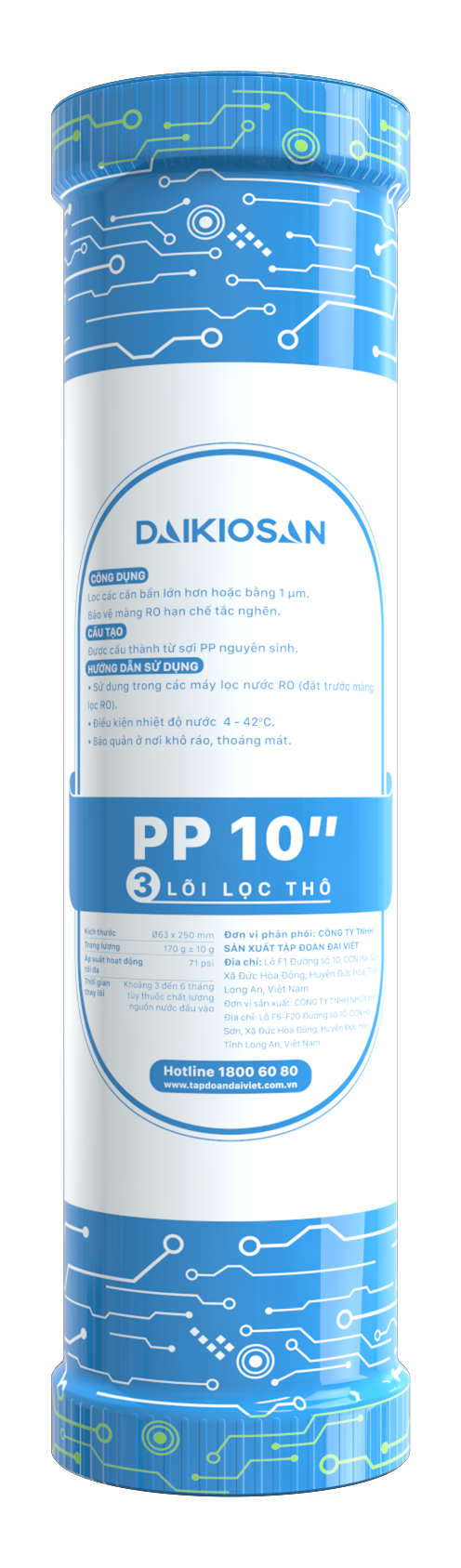 Lõi Lọc Nước Số 3 Đại Việt PP 10'' 1Mcr - Lõi Lọc Nước Đại Việt Hàng Chính Hãng