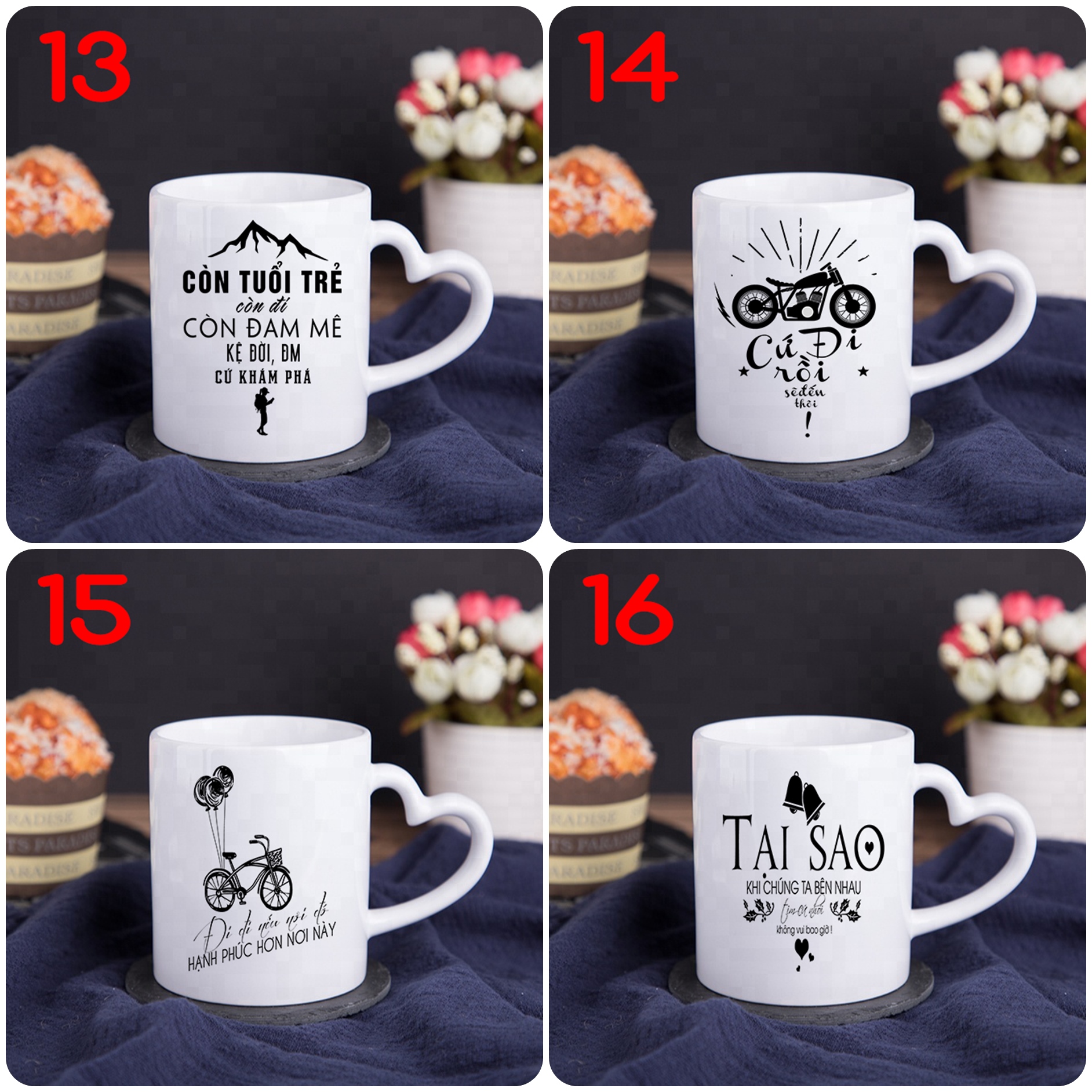 (20 Mẫu) Ly Sứ In Typography 350ml