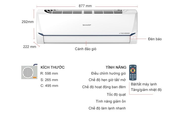 Máy lạnh Sharp Inverter 1 HP AH-X9XEW (Tiết kiệm điện, làm lạnh nhanh, tự khởi động lại khi có điện, bảo hành 12 tháng)