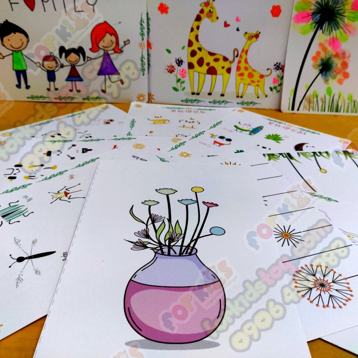 Tranh Tô Màu Sáng Tạo Bộ 10 Tranh 15Cm*20Cm Siêu Dễ Thương Cho Trẻ Em