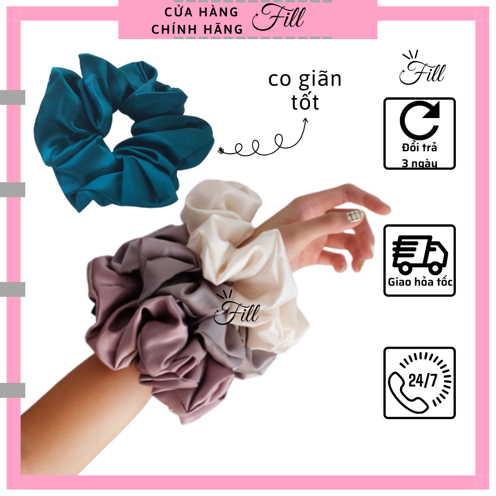 Thun buộc tóc lụa satin dây cột tóc scrunchies (cột tóc vải thanh lịch)