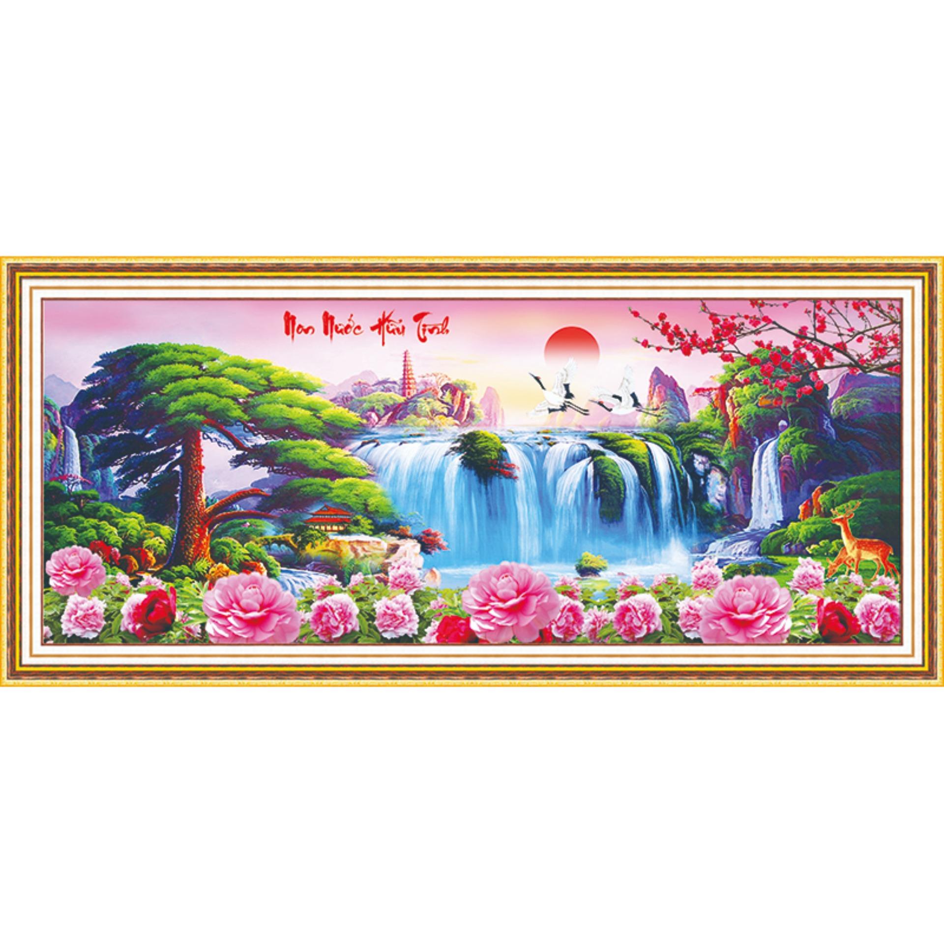 Tranh đính đá cao cấp Venus Non Nước Hữu Tình -KT: 115x50Cm