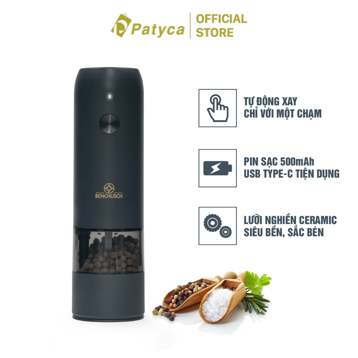 Máy Xay Tiêu Tự Động Bằng Điện Benchusch