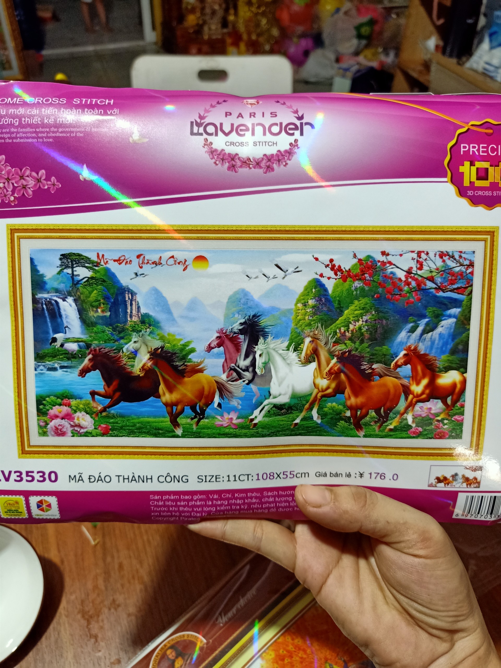 Tranh thêu chữ thập MÃ ĐÁO THÀNH CÔNG lv3530-108x55cm