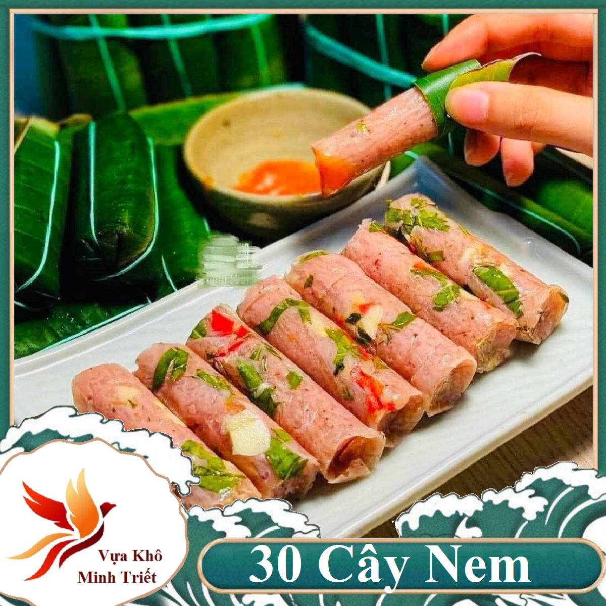 50 cây nem chua giòn thơm thịt tươi mới đặc sản chính gốc thanh hoá- vựa khô minh triết