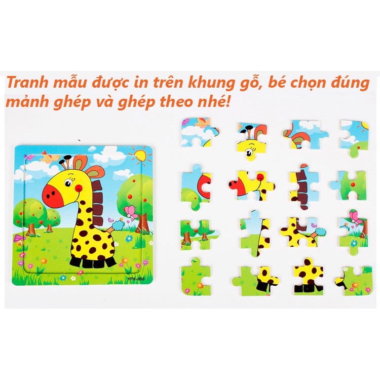 Combo 10 Tranh Ghép Hình 9 Miếng Cho Bé