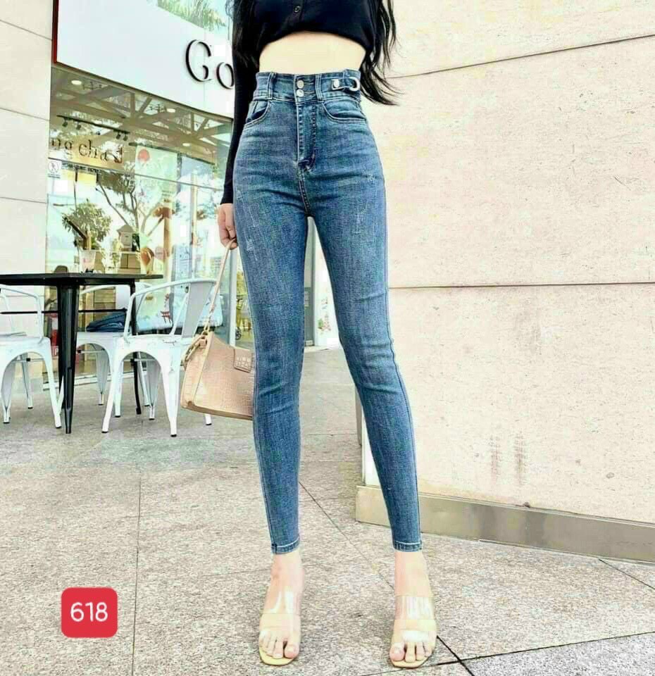 Quần jean nữ co giãn chất bò cao cấp - quần jean nữ lưng cao khoe dáng - quần jean nữ ôm dáng khoe body cực đẹp hàng cao cấp thời trang julyshop94 js618