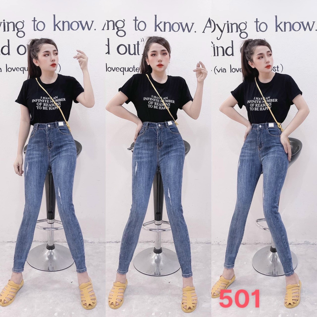 Quần jean nữ lưng cao ôm boby chất co giãn thoải mái - quần jean nữ lưng siêu cao quần jean nữ cao cấp thời trang cheryshop94 CR501