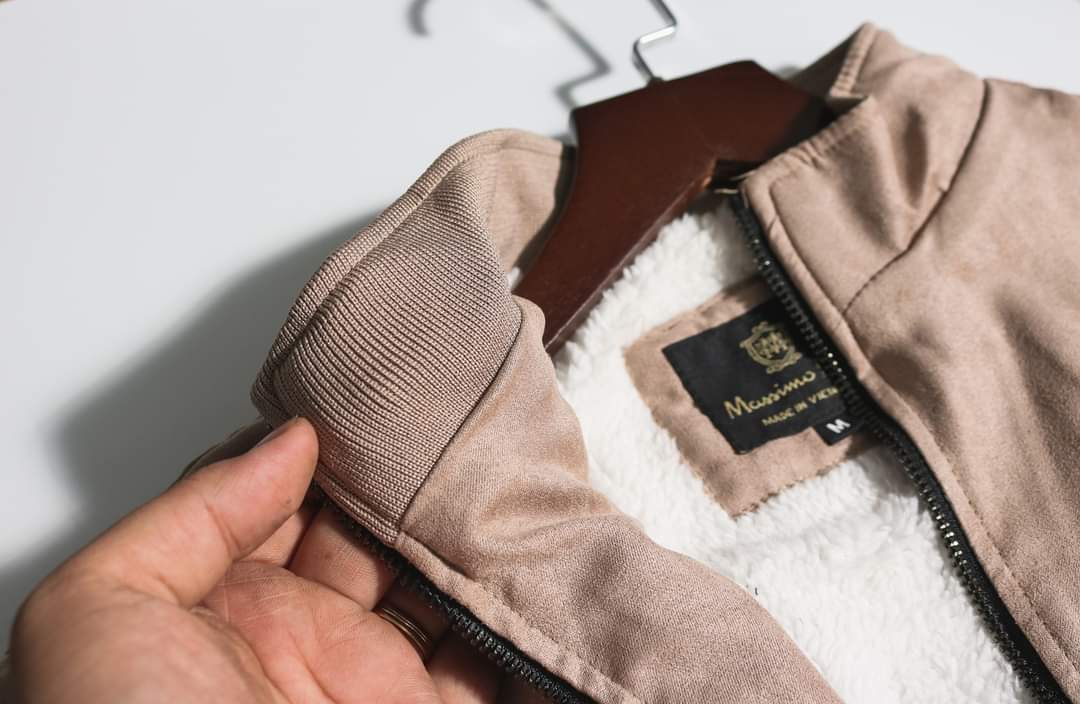 Áo khoác nam Da Lộn lót lông dày dặn toàn thân dáng ôm Menswear